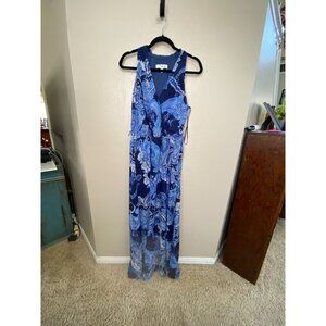 Chetta B Womens Blue Paisley Maxi Dress Size 16 Sleeveless Summer Polyester